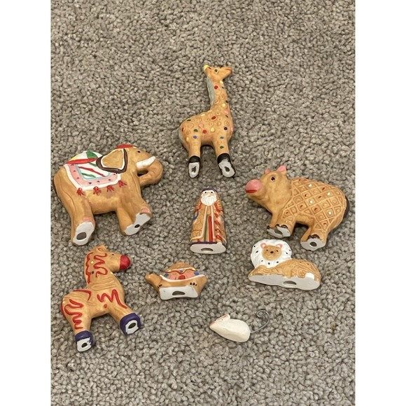 Vintage Ceramic Animal Figurines Noahs Ark Set Elephant Giraffe Lion - Picture 1 of 16